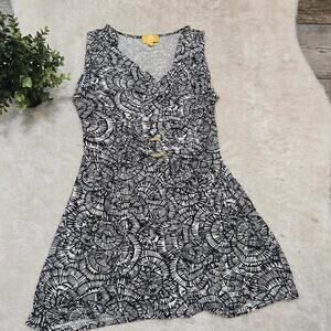 Liz Lange Black and White Geometric Swirl Mini-Dress, Size Medium